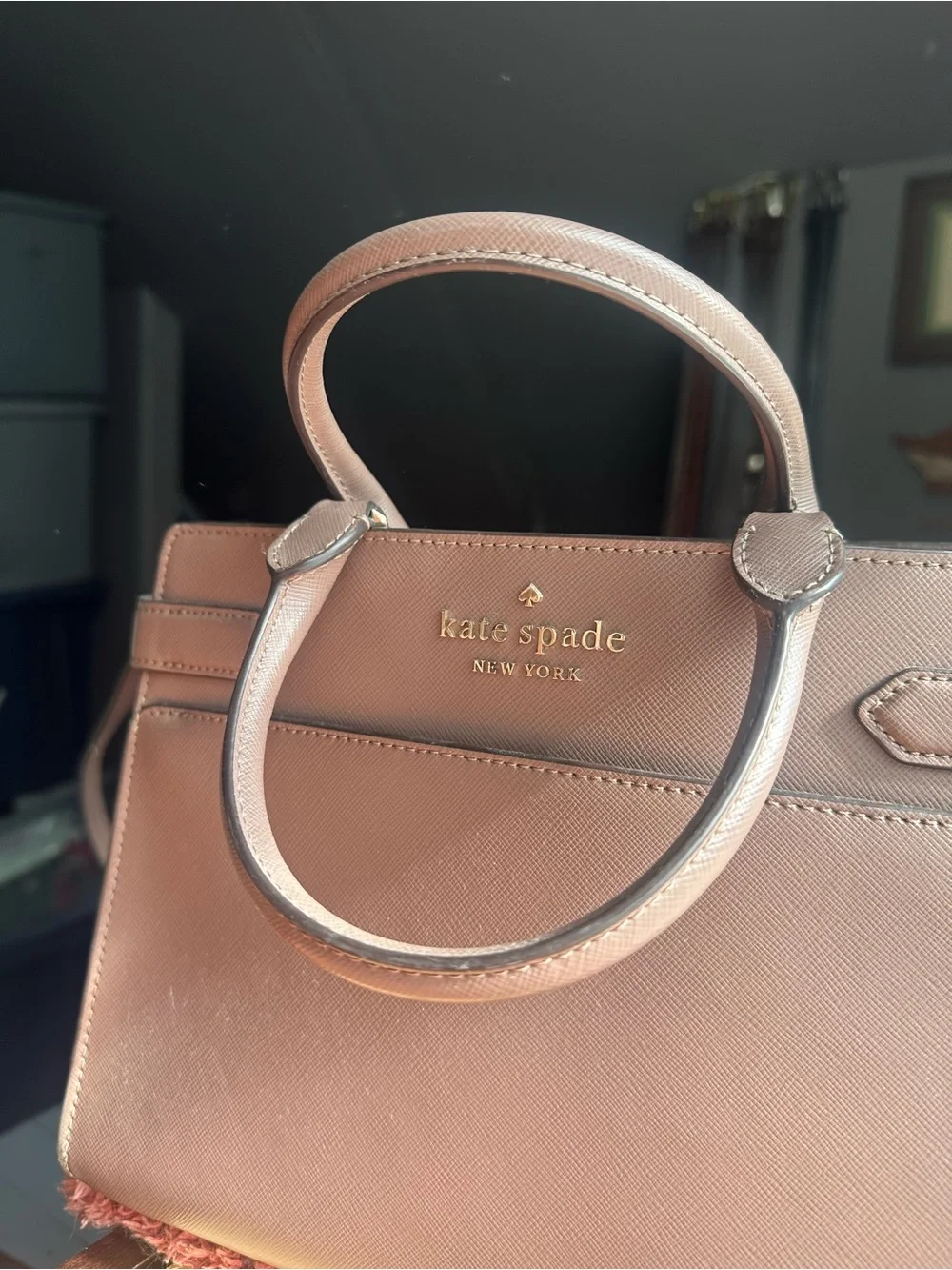 Kate Spade Taupe/gray/lilac Leather Crossbody Satchel